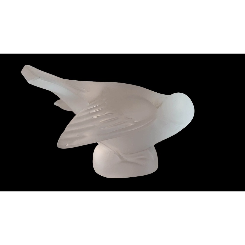 SIGNED LALIQUE FRANCE FROSTED CRYSTAL SPARROW